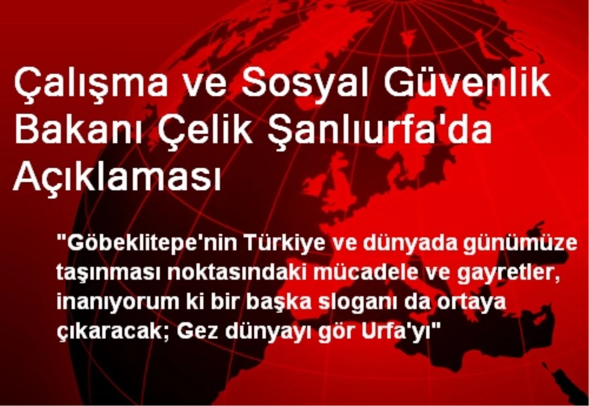 Çalışma ve Sosyal Güvenlik Bakanı Çelik Şanlıurfa\'da Açıklaması