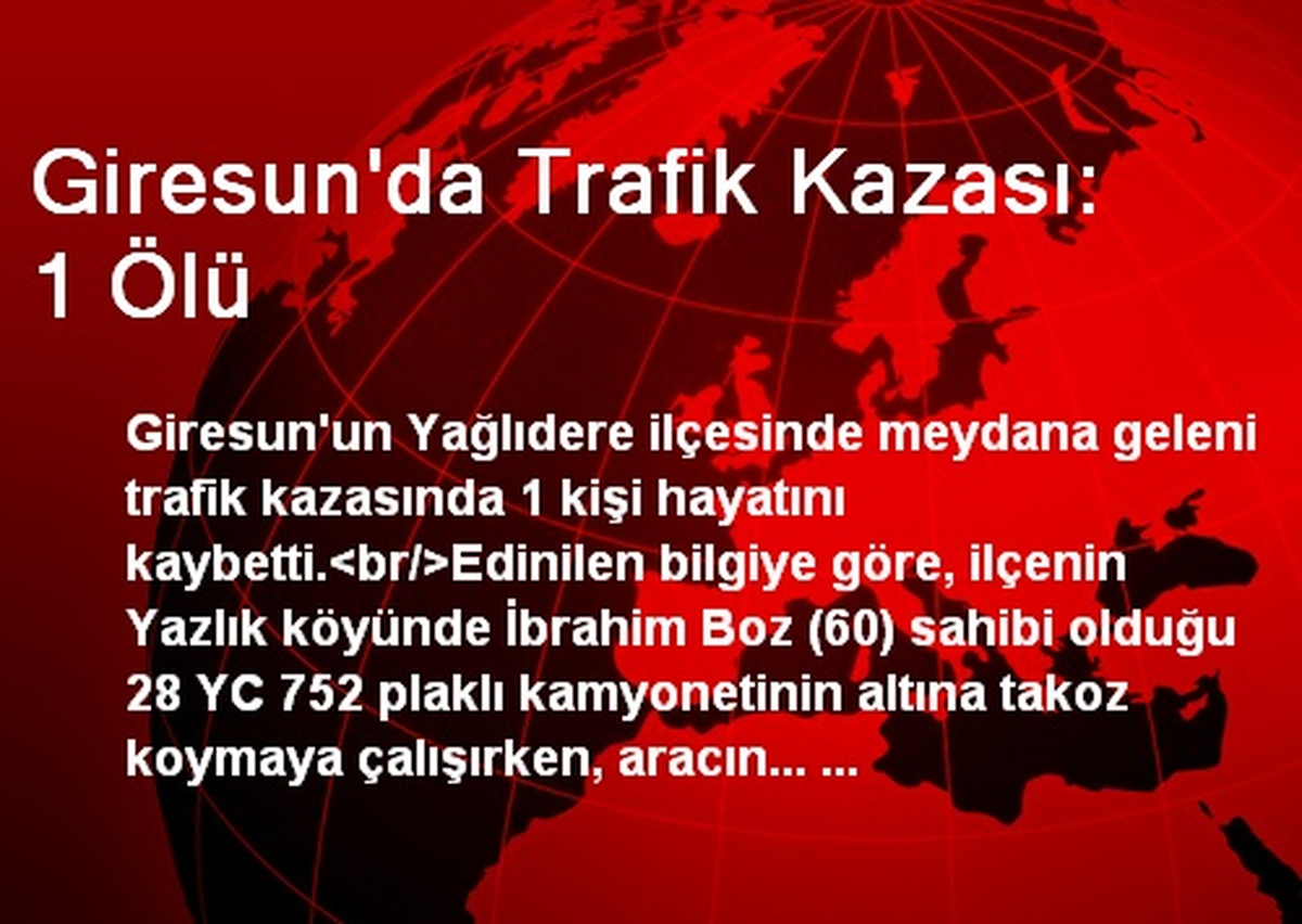 Giresun\'da Trafik Kazası: 1 Ölü
