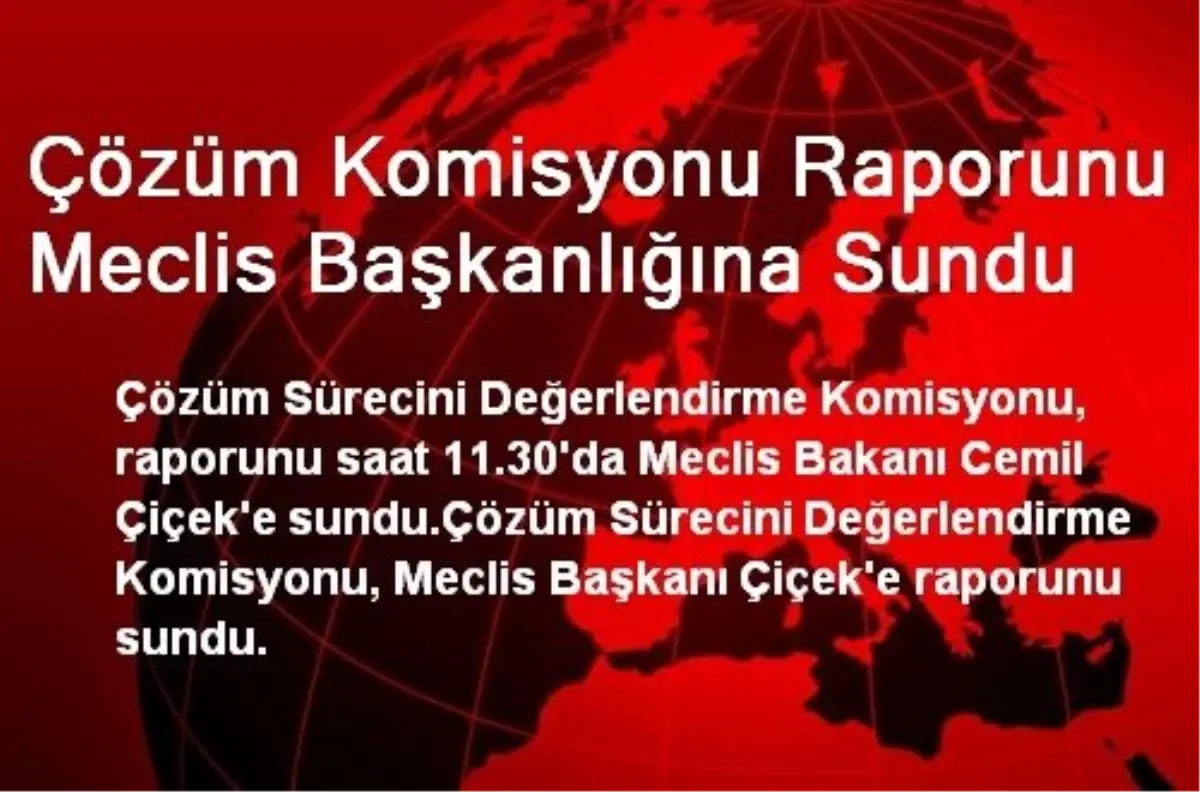 Çözüm Komisyonu Raporunu Meclis Başkanlığına Sundu