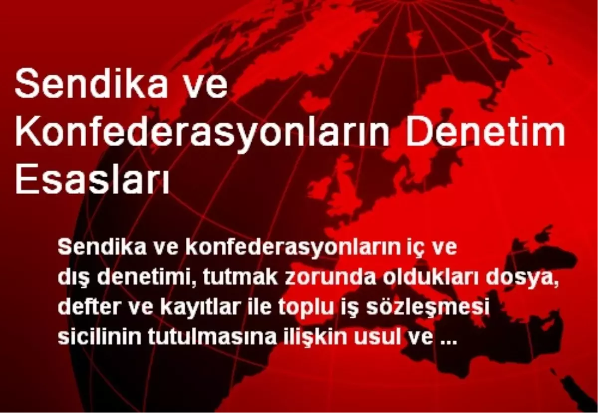 Sendika ve Konfederasyonların Denetim Esasları