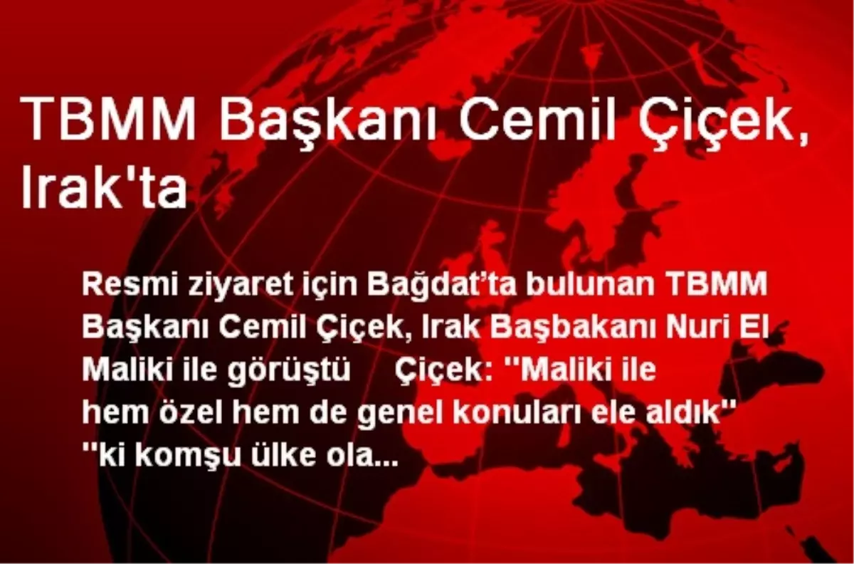 TBMM Başkanı Çiçek, Irak Başbakanı Maliki ile Görüştü