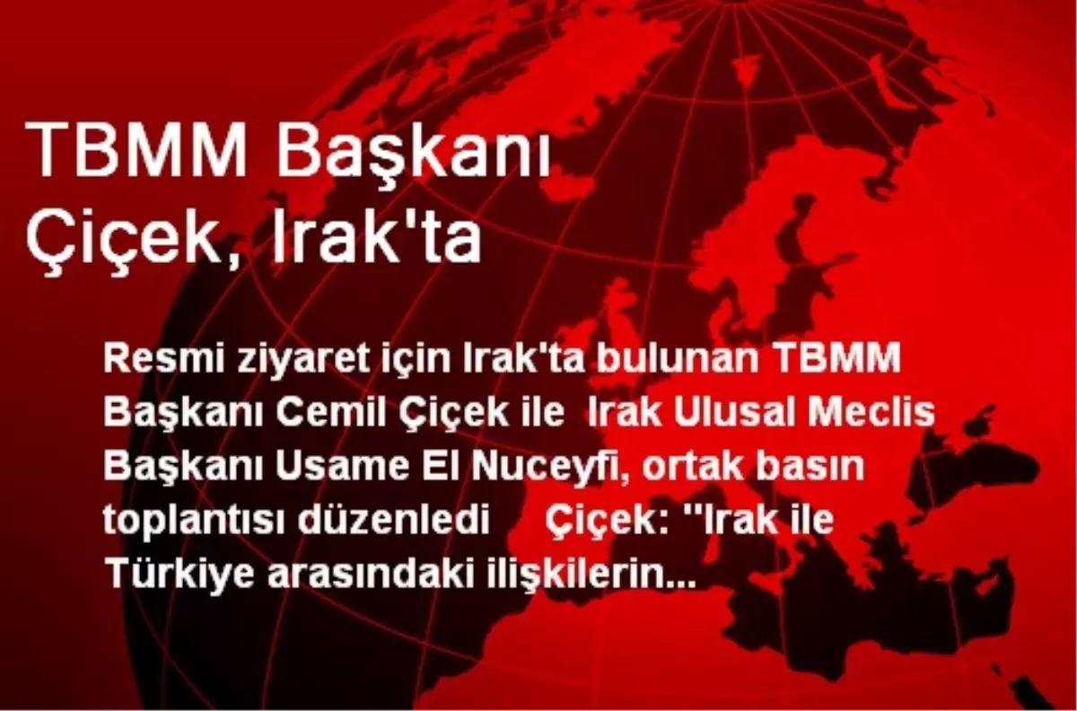 TBMM Başkanı Çiçek, Irak\'ta