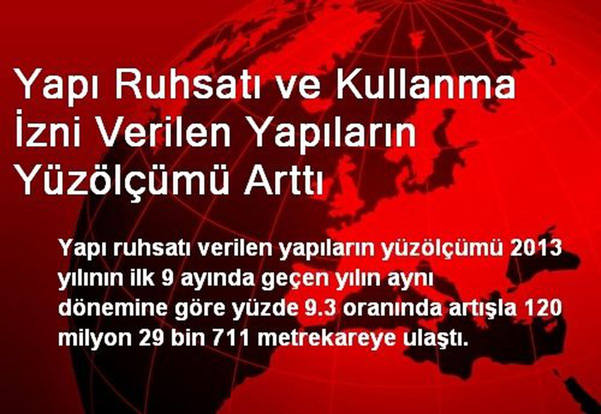 Yapı Ruhsatı ve Kullanma İzni Verilen Yapıların Yüzölçümü Arttı