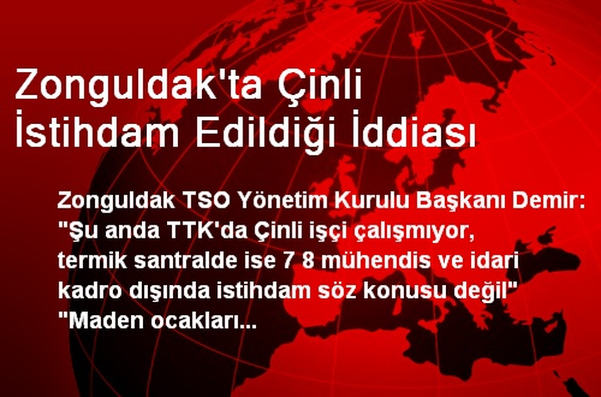 Zonguldak\'ta Çinli İstihdam Edildiği İddiası