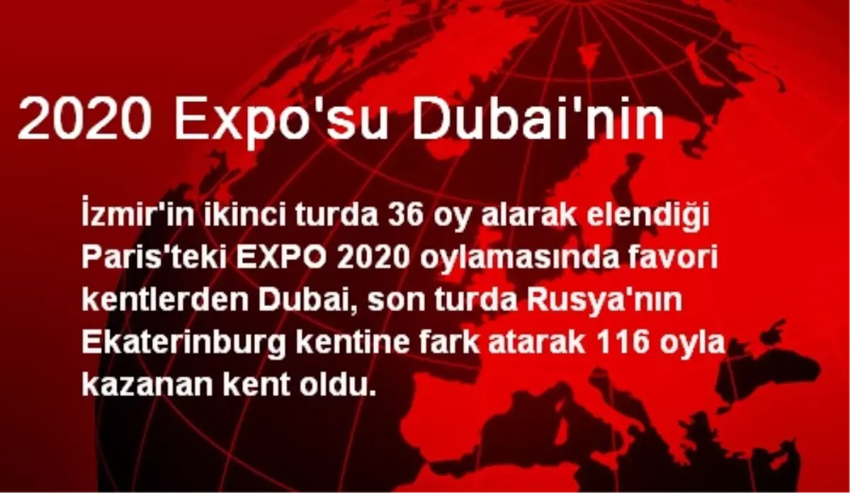 2020 EXPO\'su Dubai\'nin