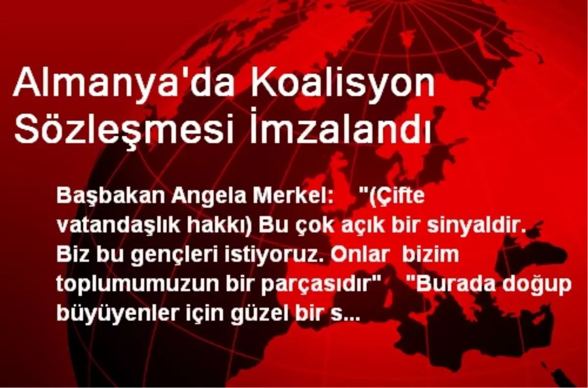 Almanya\'da Koalisyon Sözleşmesi İmzalandı