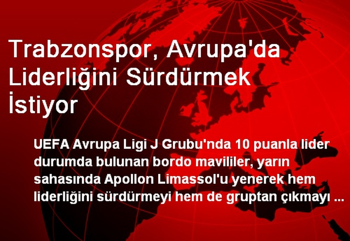 Trabzonspor, Avrupa\'da Liderliğini Sürdürmek İstiyor