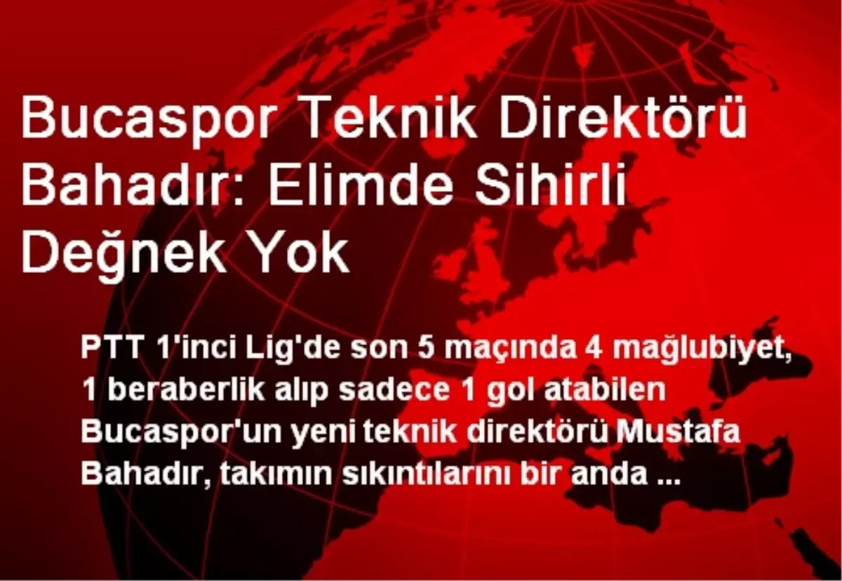 Bucaspor Teknik Direktörü Bahadır: Elimde Sihirli Değnek Yok