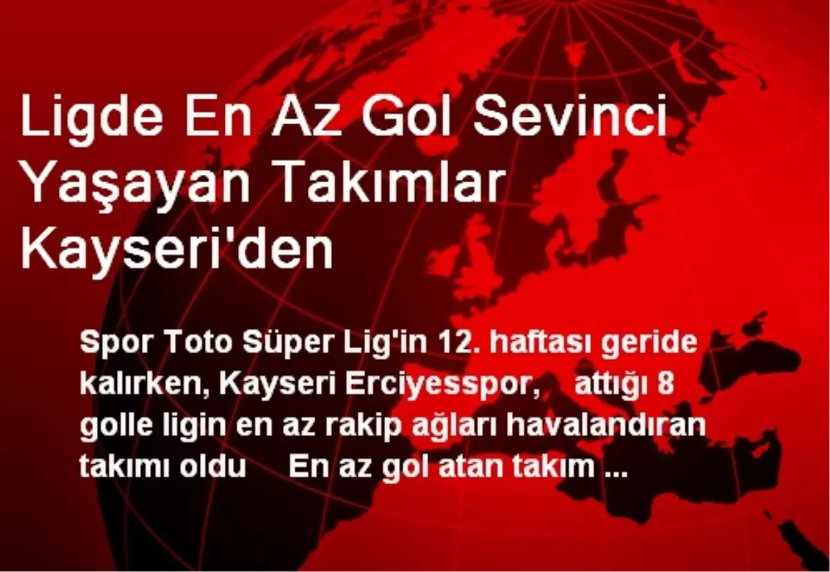 Ligde En Az Gol Sevinci Yaşayan Takımlar Kayseri\'den