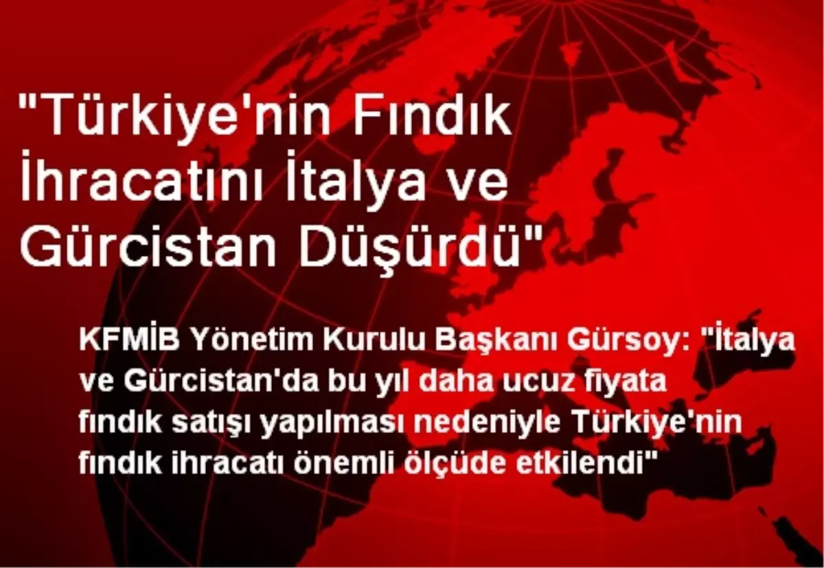 "Türkiye\'nin Fındık İhracatını İtalya ve Gürcistan Düşürdü"