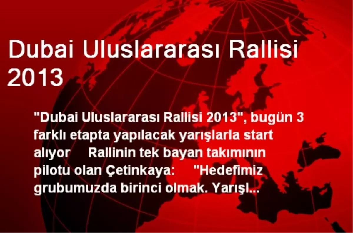 Dubai Uluslararası Rallisi 2013