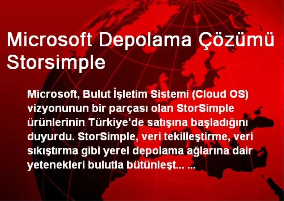 Microsoft Depolama Çözümü Storsimple