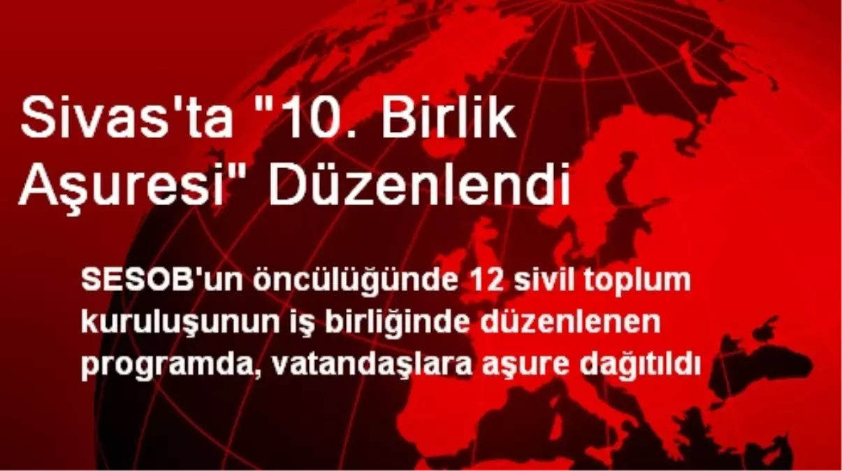 Sivas\'ta "10. Birlik Aşuresi" Düzenlendi