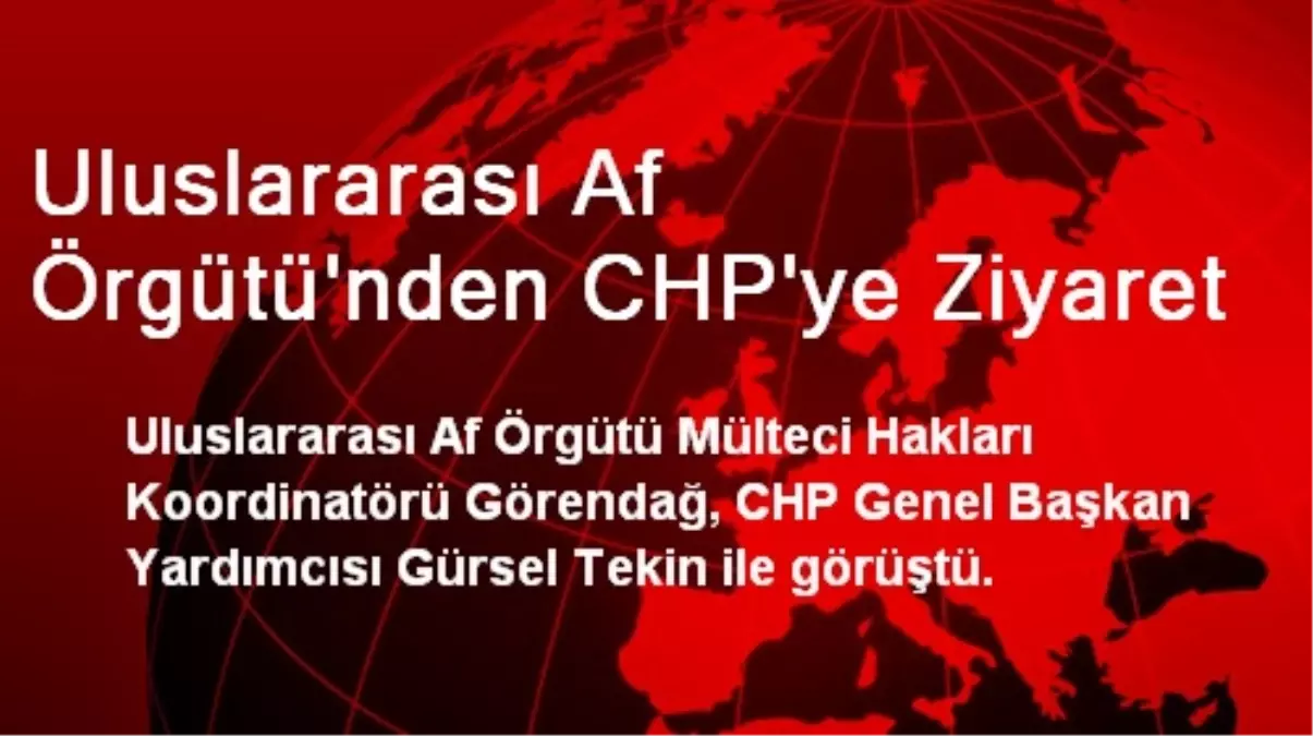 Uluslararası Af Örgütünden CHP\'ye Ziyaret