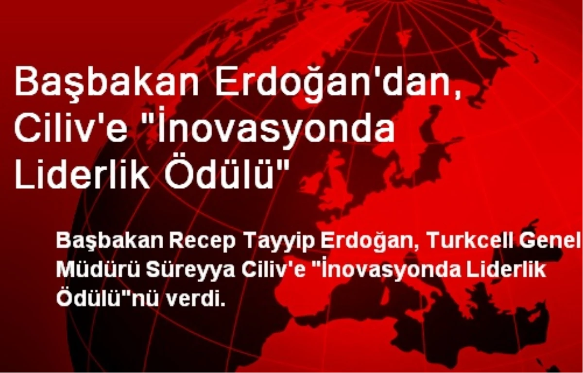 Başbakan Erdoğan\'dan, Ciliv\'e "İnovasyonda Liderlik Ödülü"