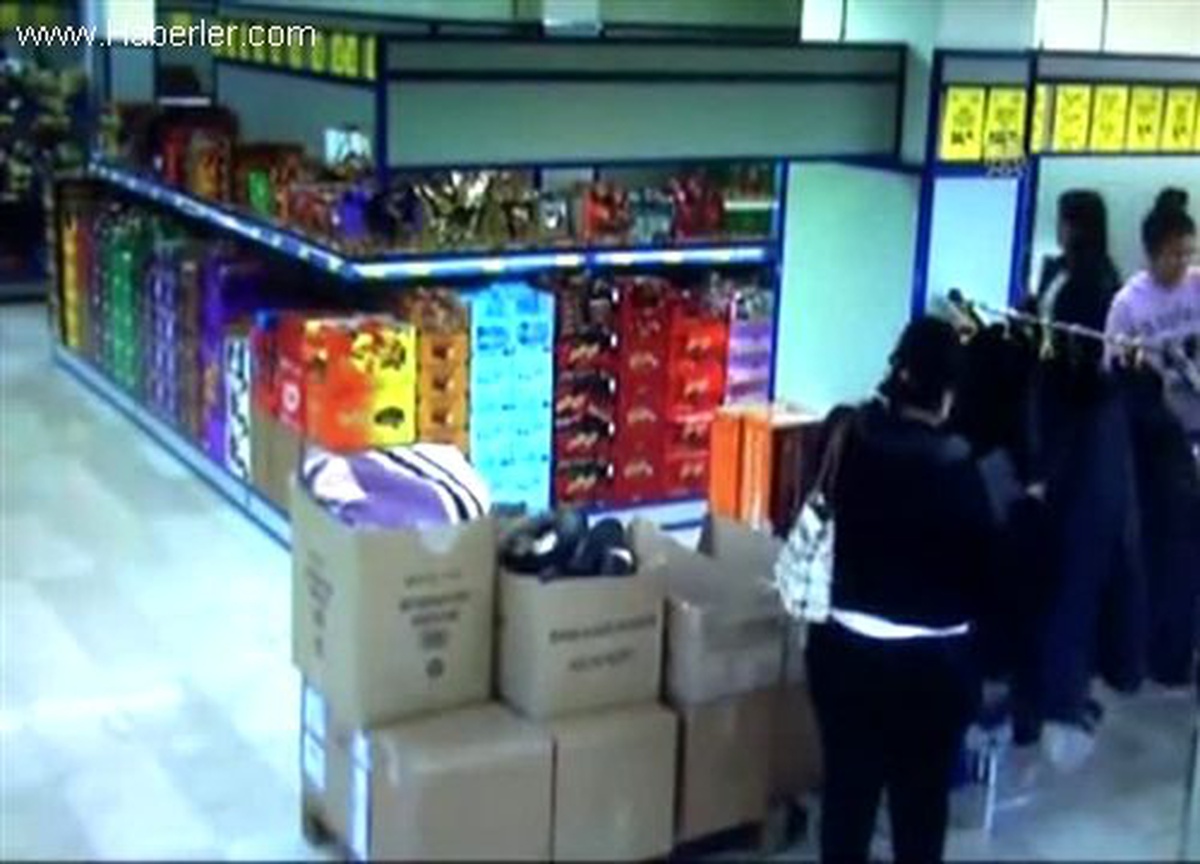 Marketten hırsızlık güvenlik kamerasında