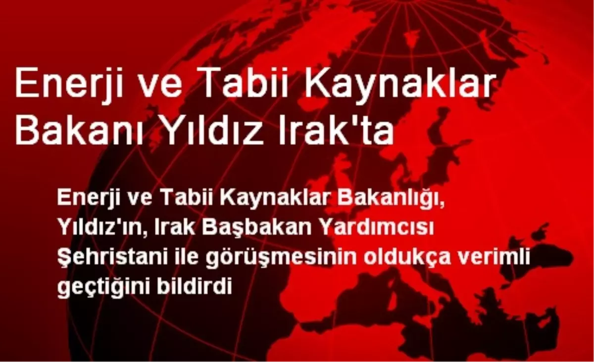 Enerji ve Tabii Kaynaklar Bakanı Yıldız Irak\'ta