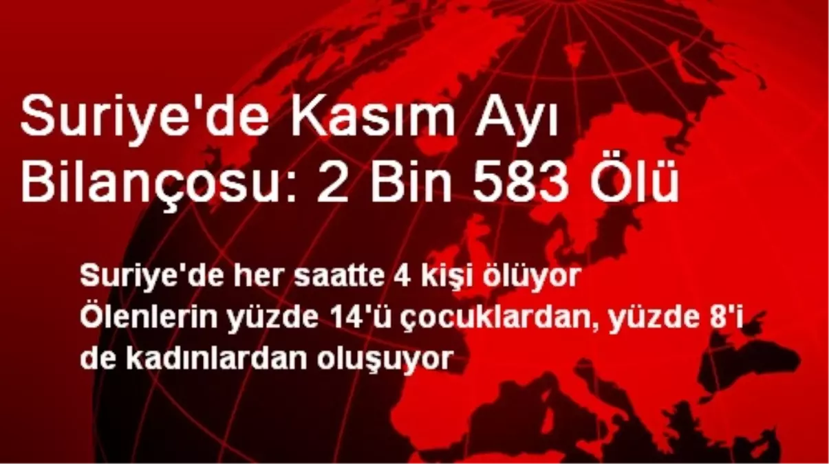 Suriye\'de Kasım Ayı Bilançosu: 2 Bin 583 Ölü