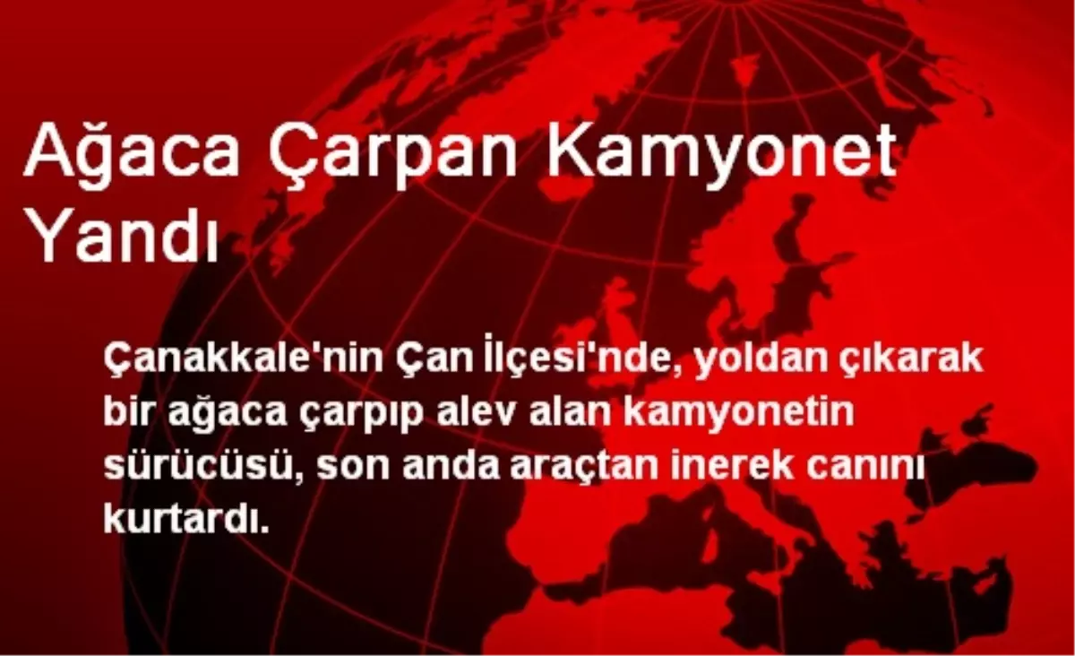 Ağaca Çarpan Kamyonet Yandı