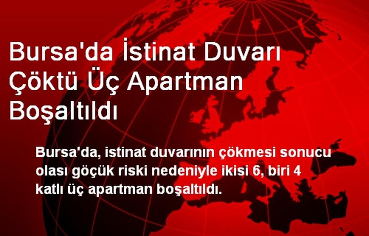 Bursa\'da İstinat Duvarı Çöktü Üç Apartman Boşaltıldı