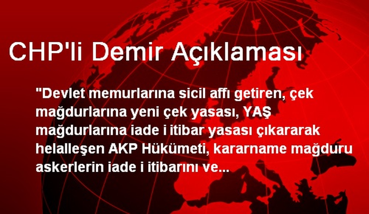 CHP\'li Demir Açıklaması
