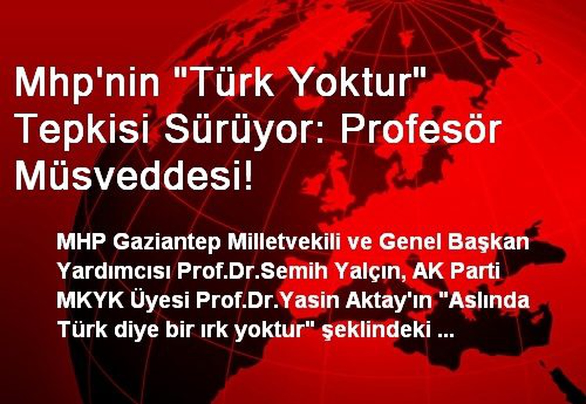 Mhp\'nin "Türk Yoktur" Tepkisi Sürüyor: Profesör Müsveddesi!