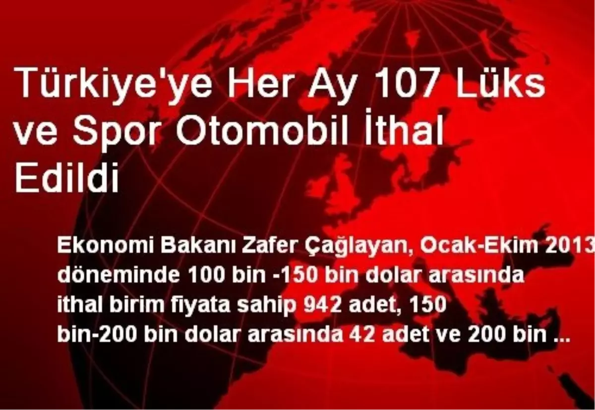 Türkiye\'ye Her Ay 107 Lüks ve Spor Otomobil İthal Edildi