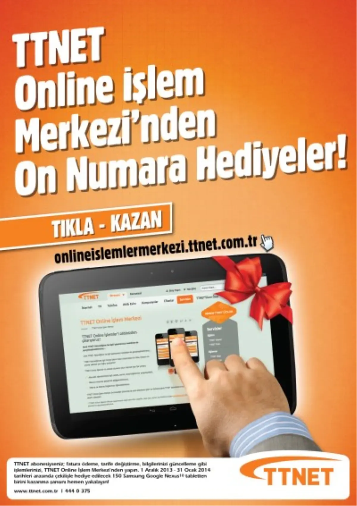 TTNET Onlıne İşlem Merkezi Samsung Google Nexus 10 Tablet Kazandırıyor