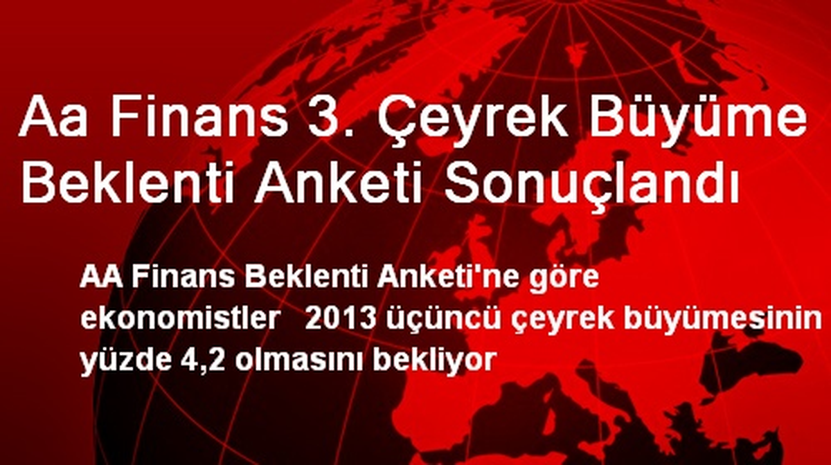AA Finans 3. Çeyrek Büyüme Beklenti Anketi Sonuçlandı