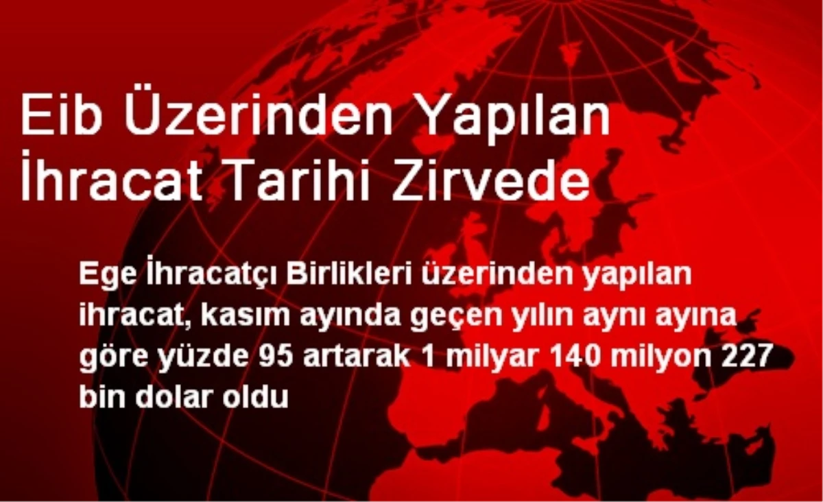 Eib Üzerinden Yapılan İhracat Tarihi Zirvede