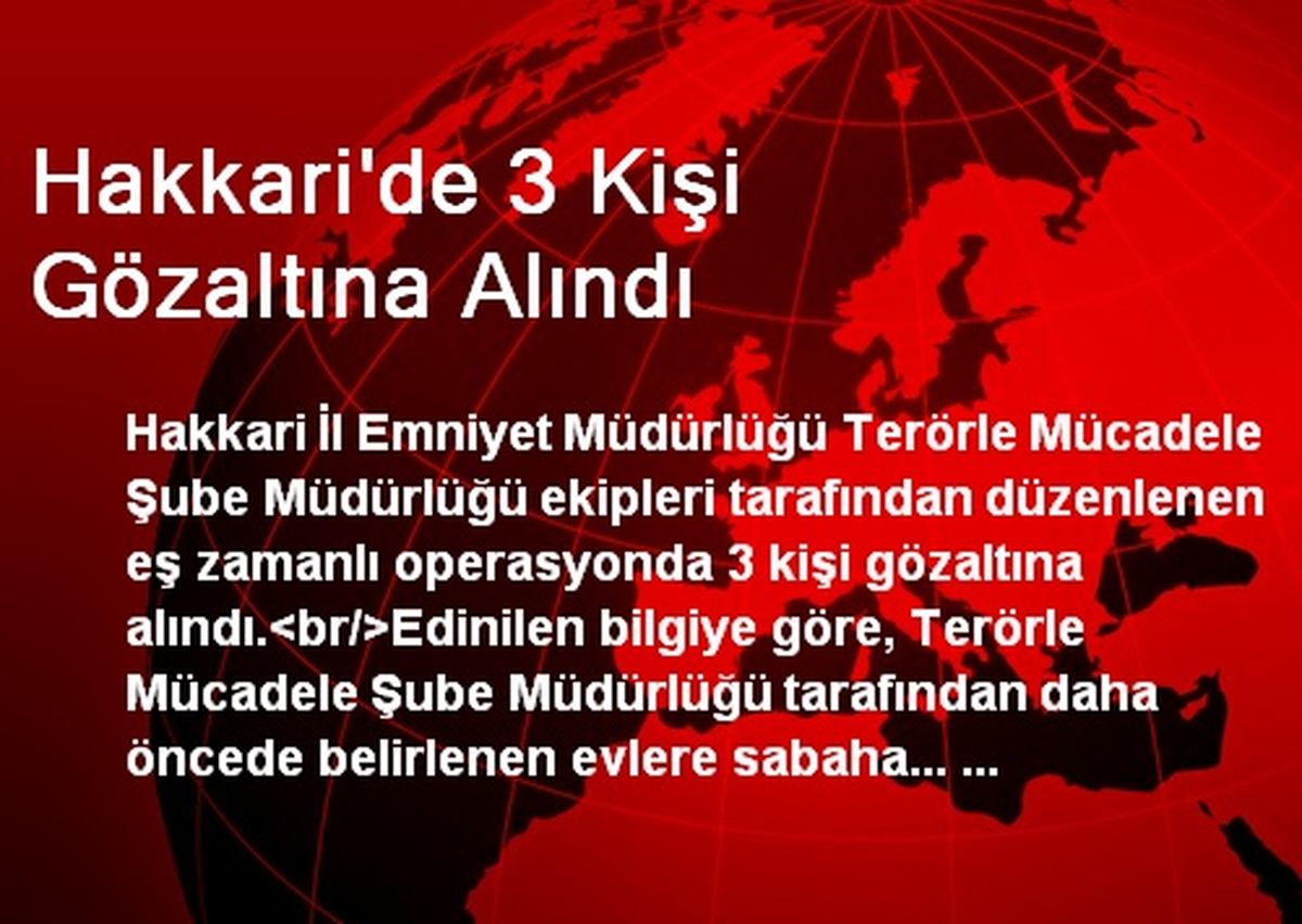 Hakkari\'de 3 Kişi Gözaltına Alındı