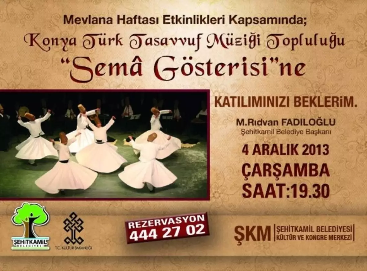 Şehitkamil Belediyesi'nden Mevlana Haftası Etkinlikleri