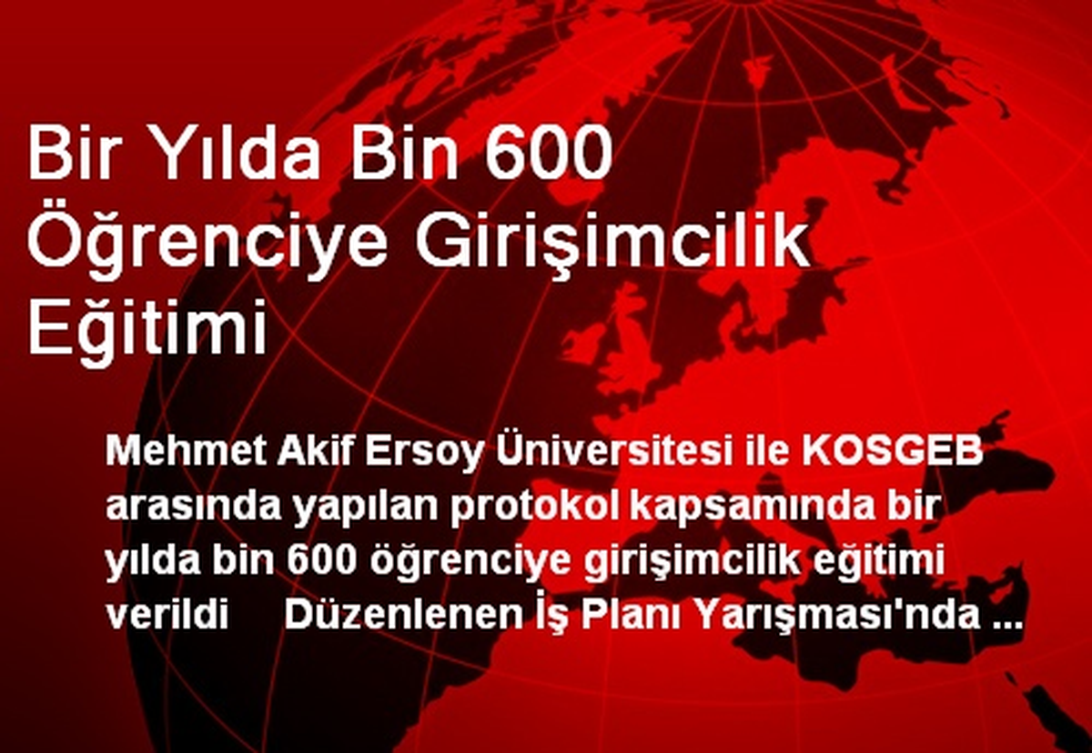 Bir Yılda Bin 600 Öğrenciye Girişimcilik Eğitimi