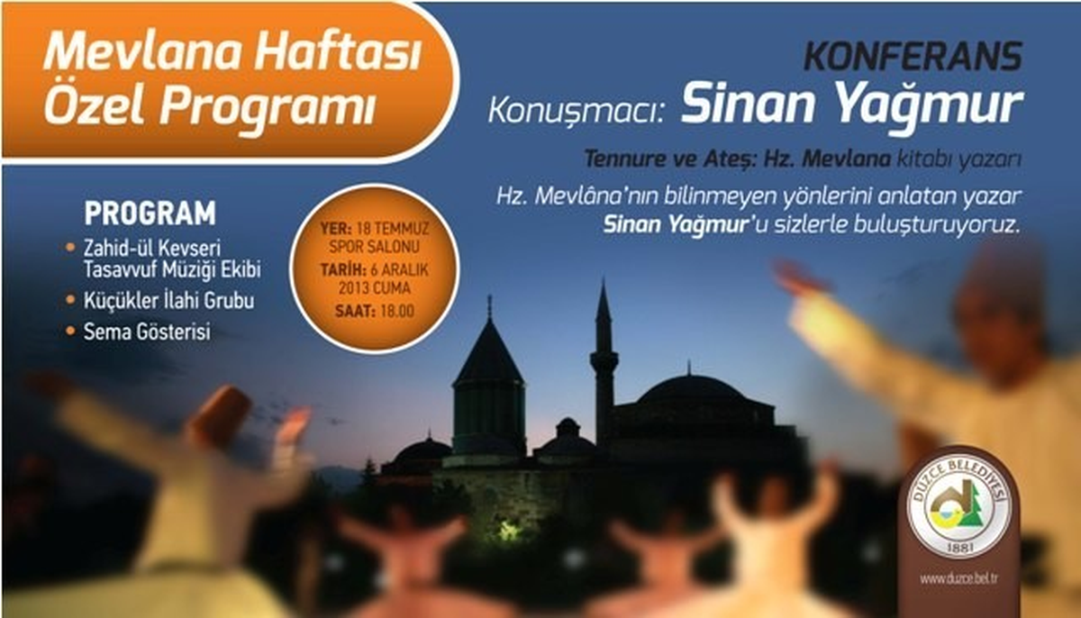 Düzce Belediyesinden Mevlana Haftasında Konferans