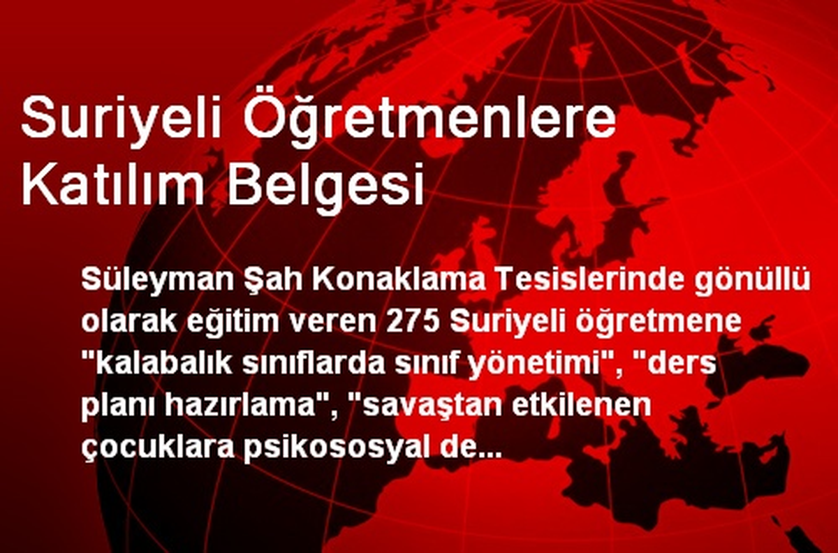 Suriyeli Öğretmenlere Katılım Belgesi
