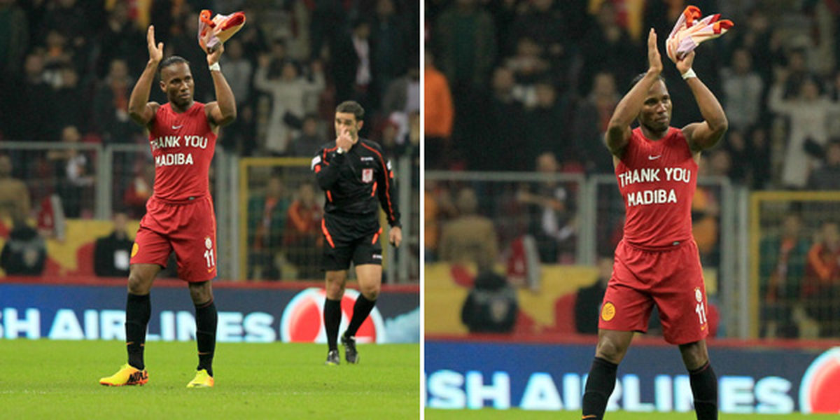 Galatasaraylı Drogba ve Eboue Mandela\'yı Unutmadı