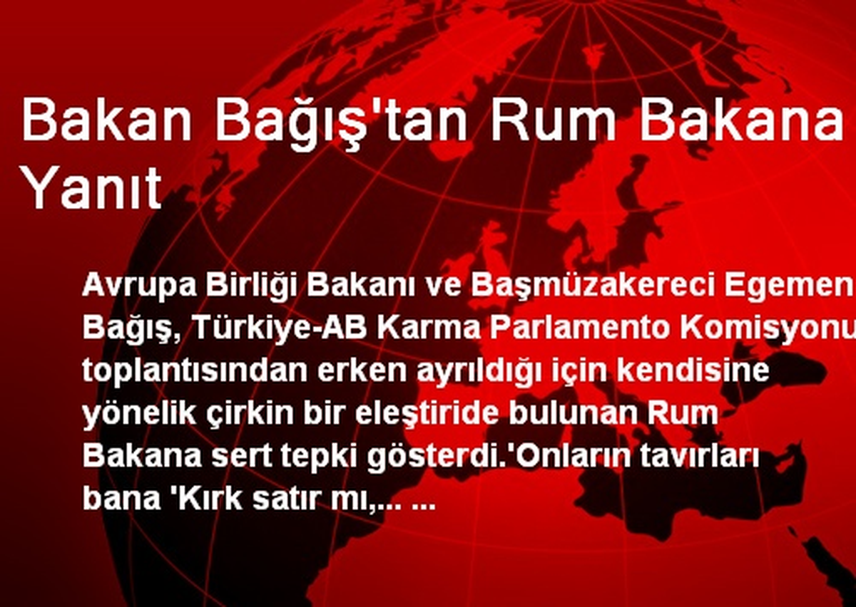 Bakan Bağış\'tan Rum Bakana Yanıt