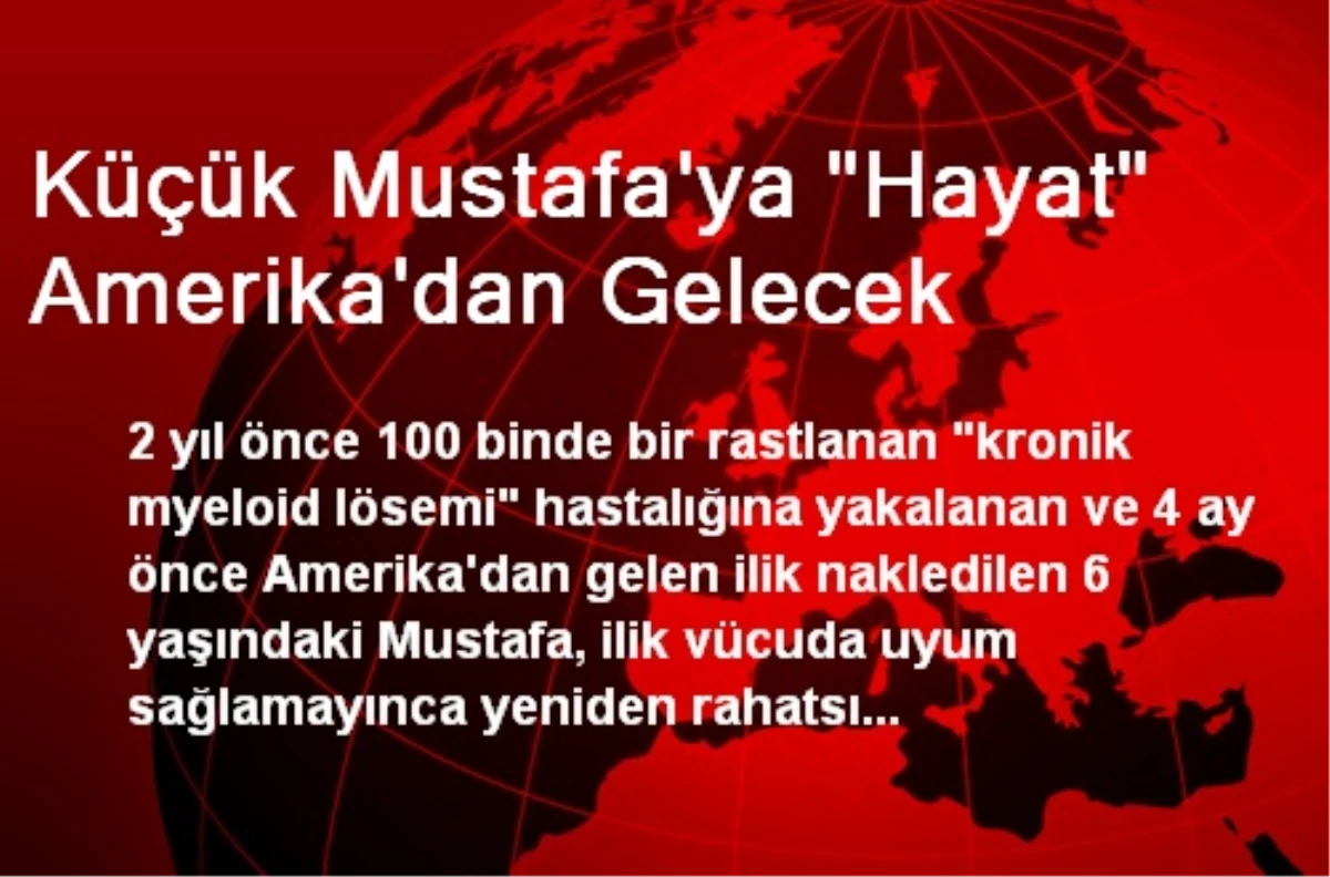 Küçük Mustafa\'ya "Hayat" Amerika\'dan Gelecek