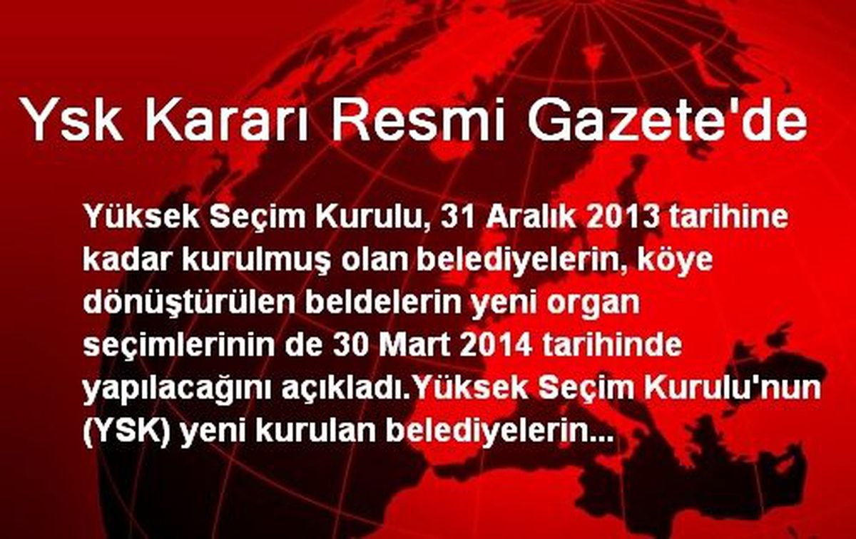 Ysk Kararı Resmi Gazete\'de