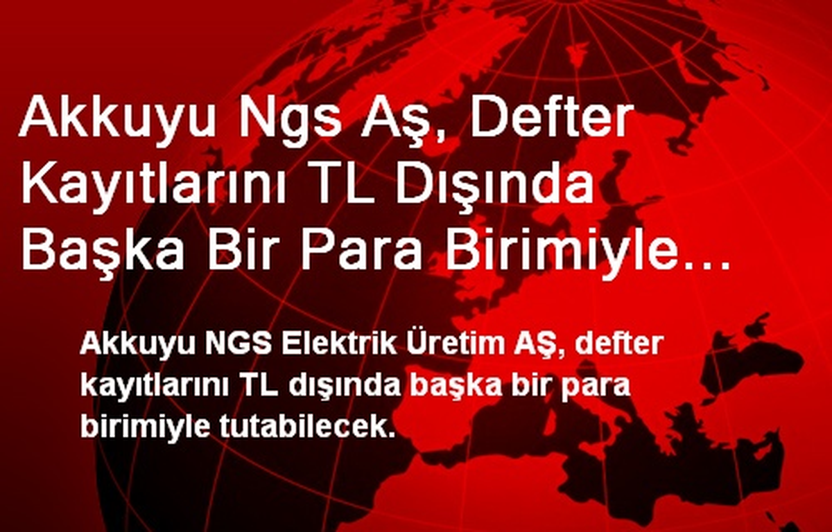 Akkuyu NGS, Kayıtlarını Başka Bir Para Birimiyle Tutabilecek