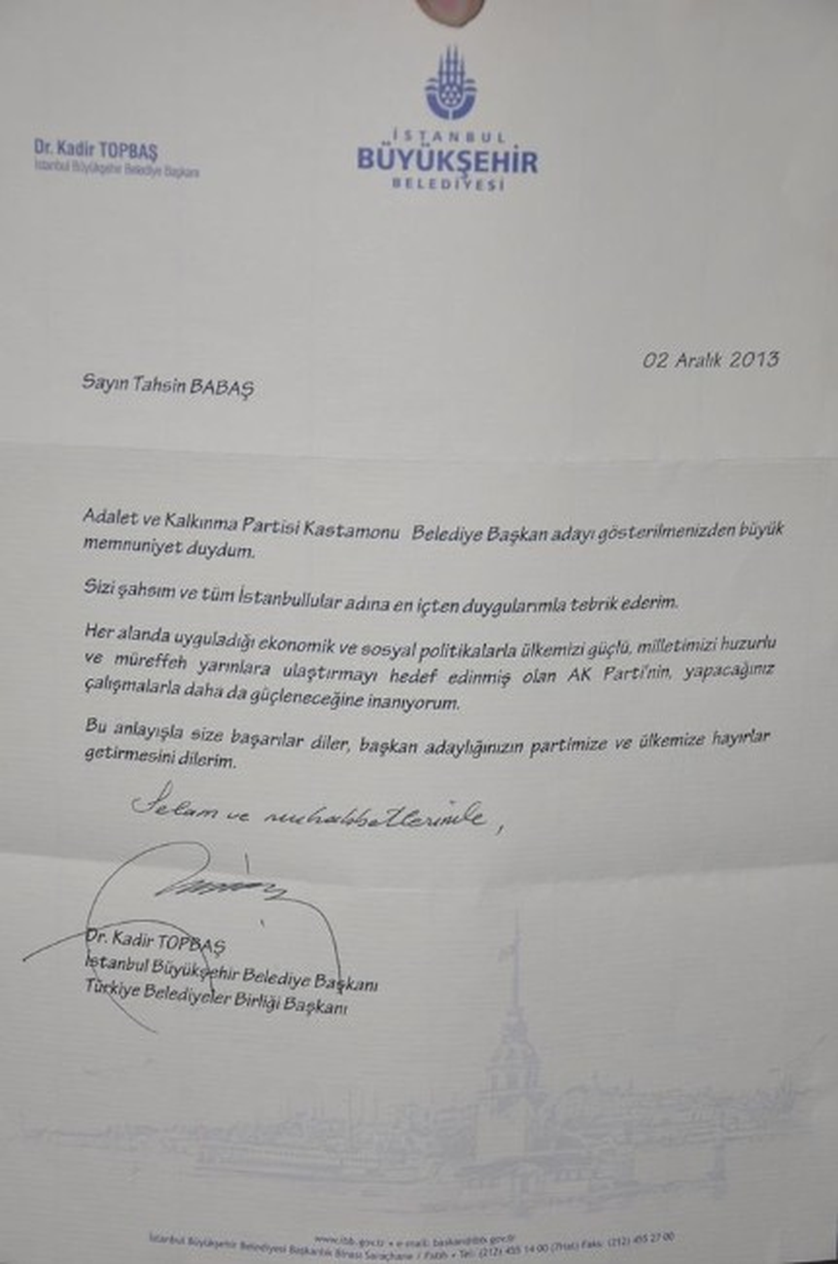 Kadir Topbaş\'tan Tahsin Babaş\'a Büyük Destek