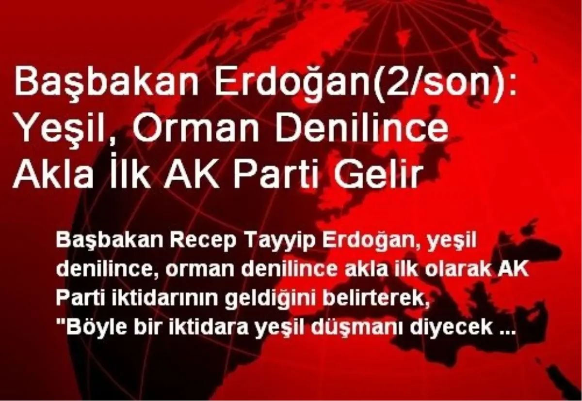 Başbakan Erdoğan(2/son): Yeşil, Orman Denilince Akla İlk AK Parti Gelir