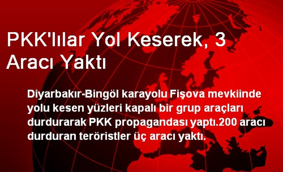 PKK\'lılar Yol Keserek, 3 Aracı Yaktı