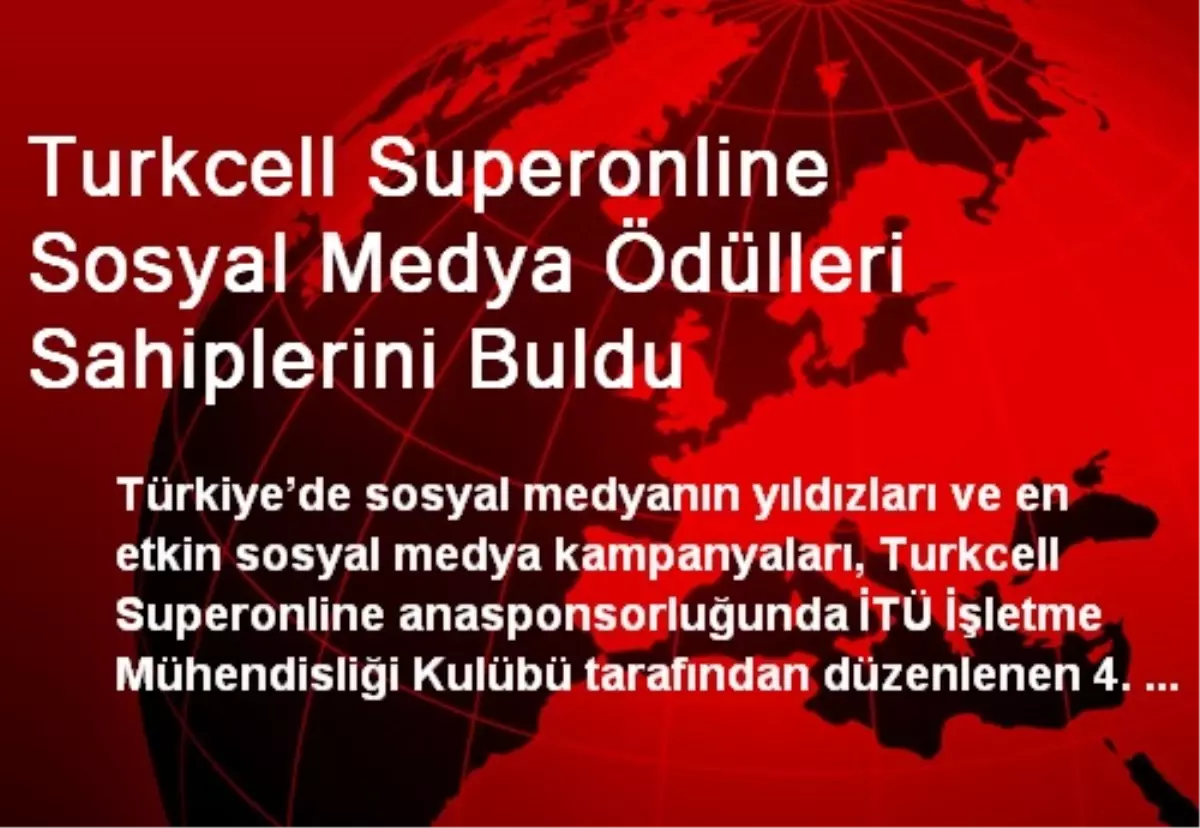 Turkcell Superonline Sosyal Medya Ödülleri Sahiplerini Buldu