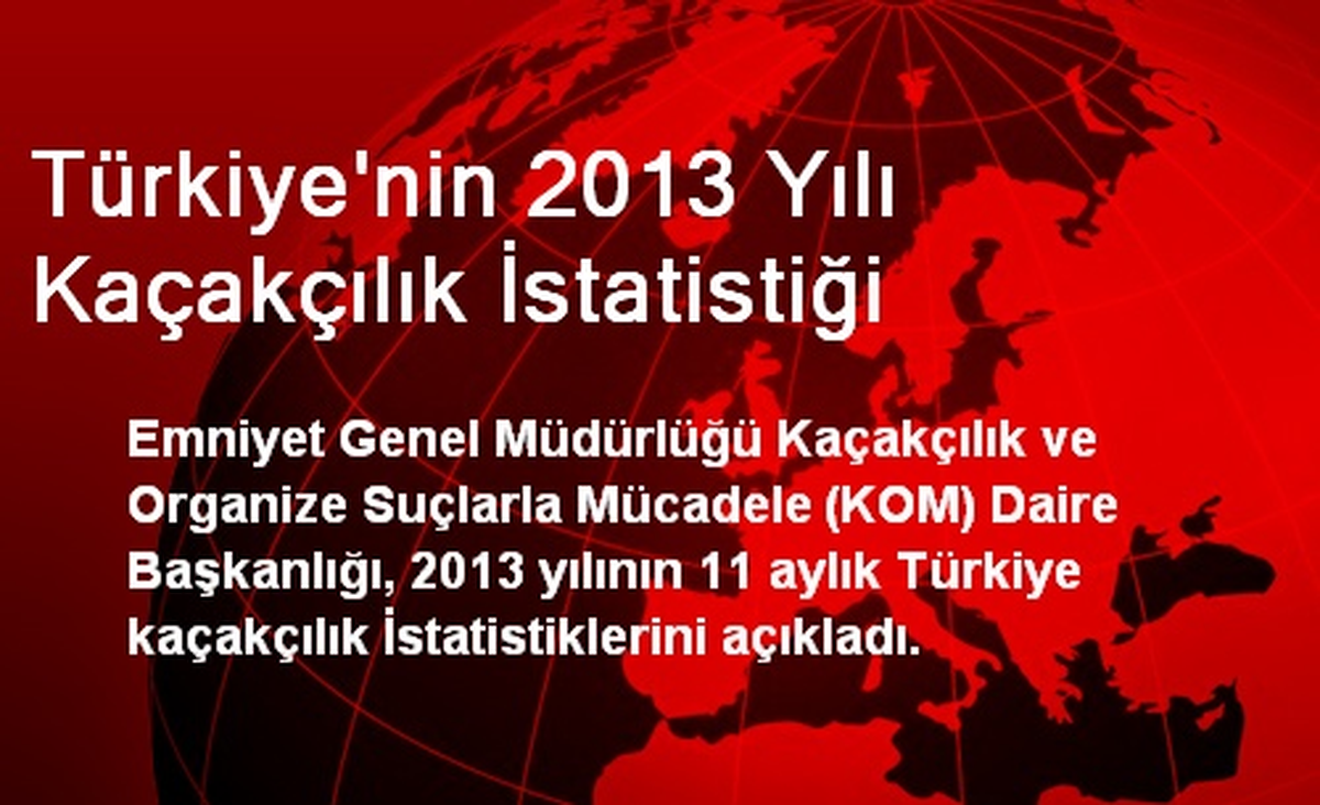Türkiye\'nin 2013 Yılı Kaçakçılık İstatistiği