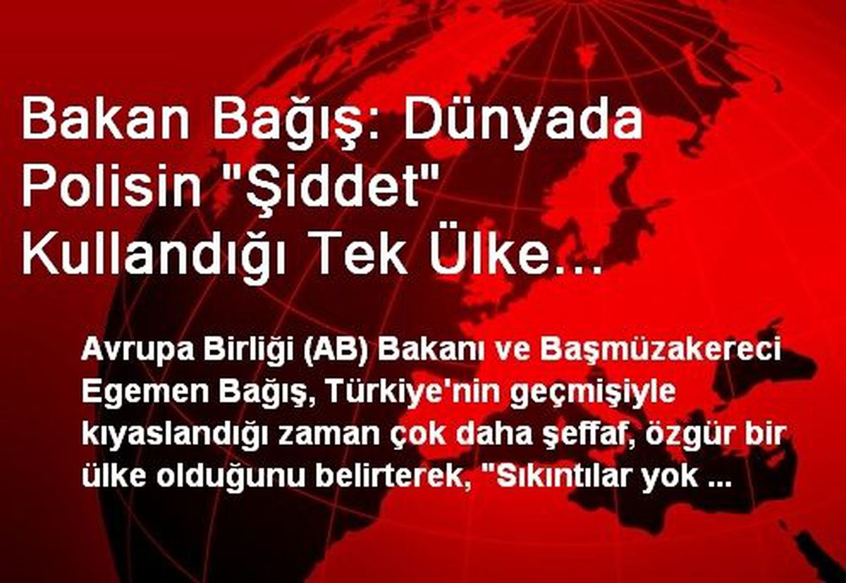 Bakan Bağış: Dünyada Polisin "Şiddet" Kullandığı Tek Ülke Türkiye Değil