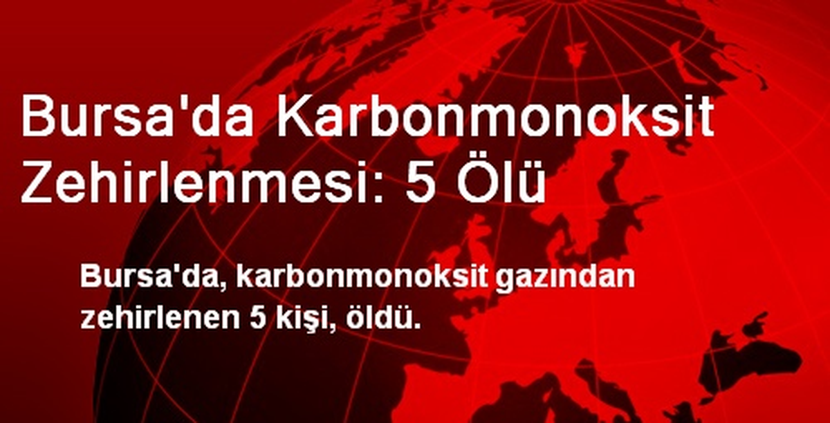 Bursa\'da Karbonmonoksit Zehirlenmesi: 5 Ölü