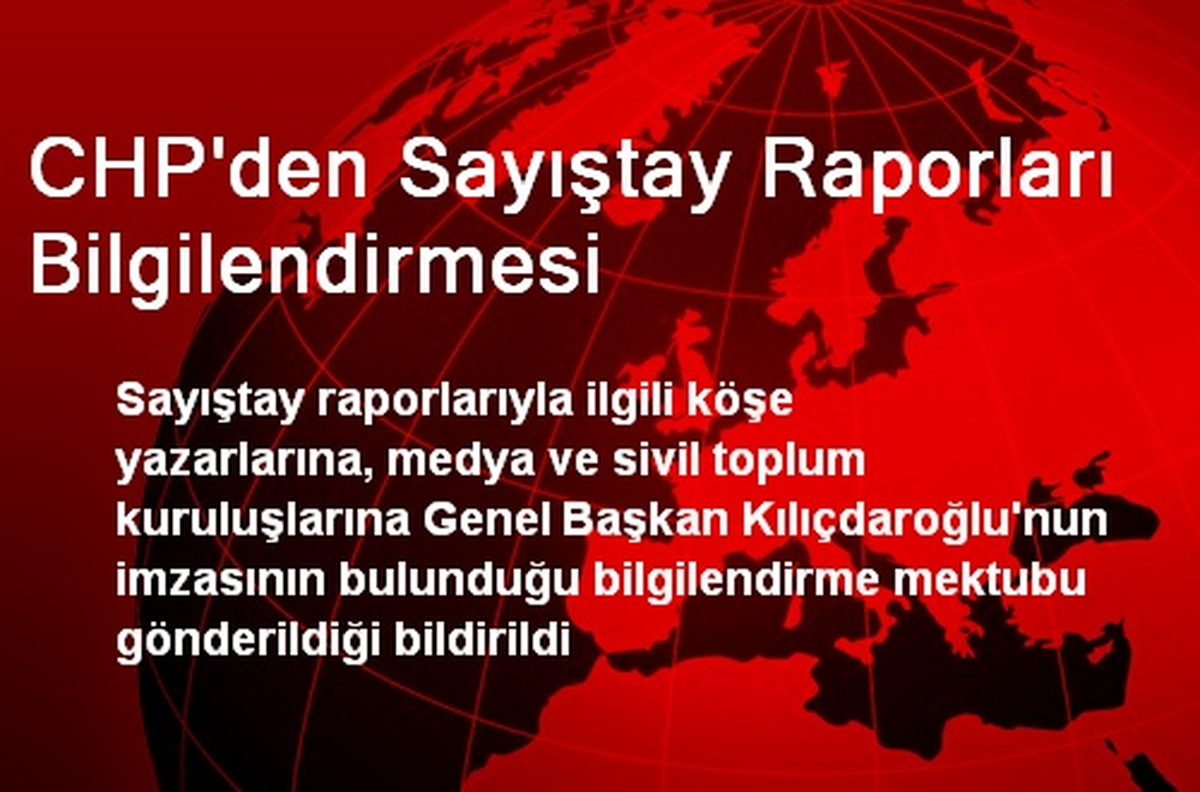 CHP\'den Sayıştay Raporları Bilgilendirmesi