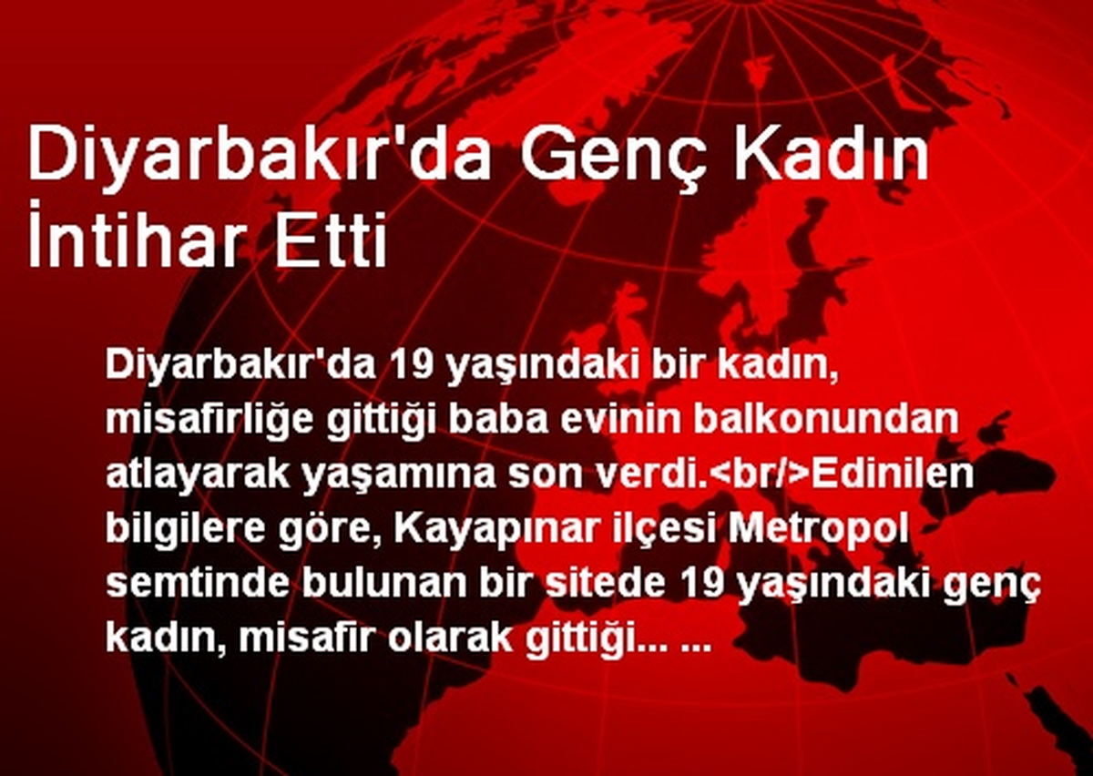 Diyarbakır\'da Genç Kadın İntihar Etti