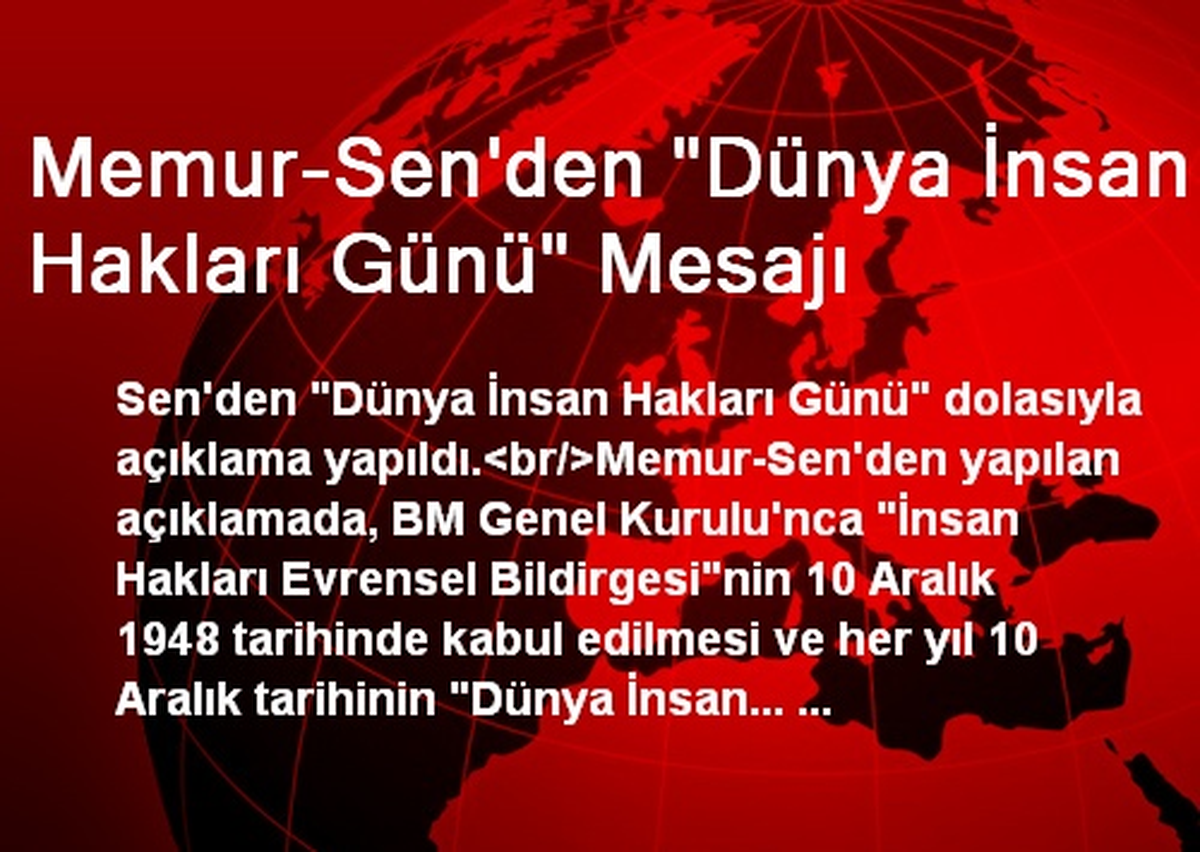 Memur-Sen\'den "Dünya İnsan Hakları Günü" Mesajı